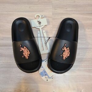 U.S. Polo Assn. Women's Black Slip On Slides Sandals Size 5-6 Y3256D